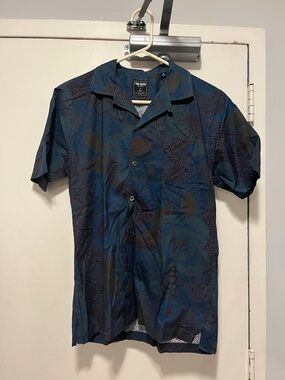 Todd Snyder Navy and Black Floral Camp Shirt